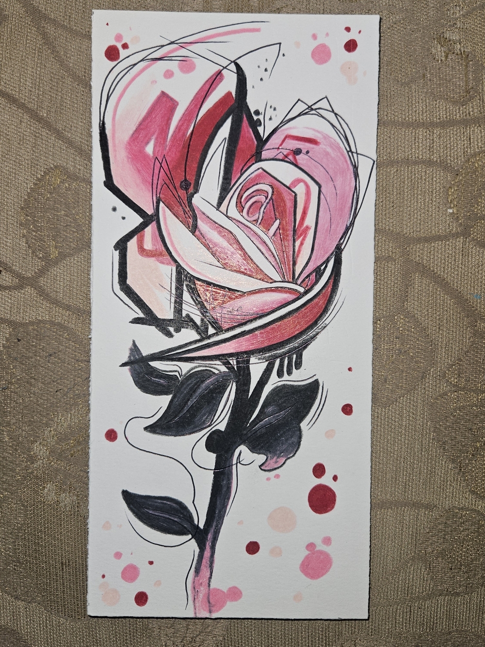 Hand-Painted Pink Rose Art Print